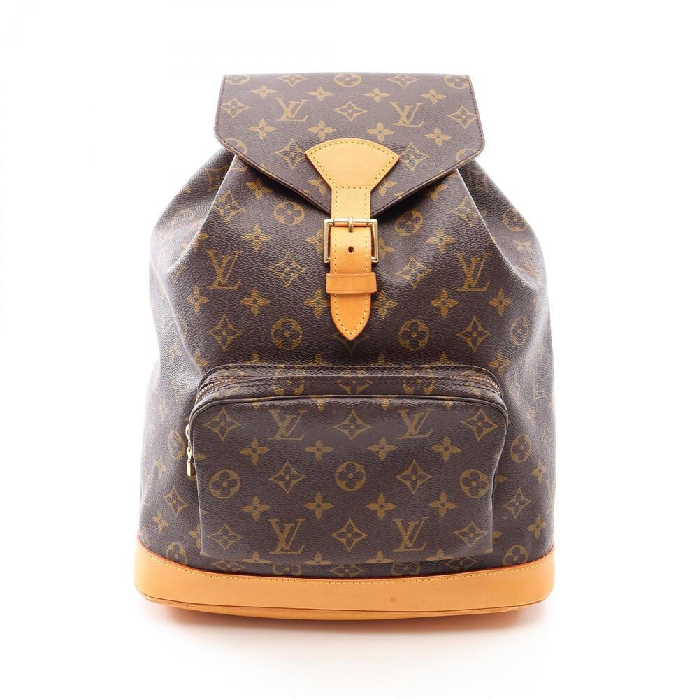 Louis Vuitton Montsouris Backpack Canvas Leather Monogram Brown